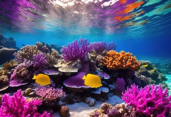 Obraz premium vibrant aquatic ecosystem highlighting diverse marine species colorful underwater landscape, coral, fish, habitat, ocean, reef, organisms, life, colors
