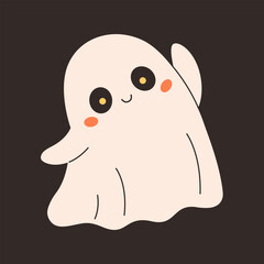Cute ghost character. Halloween phantom, spirit. Happy Halloween. Vector illustration in flat style