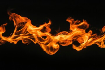 Fototapeta premium Fire flames on black background. Fire burn flame isolated, abstract texture. Flaming effect with burning fire , ai