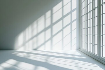 Abstract studio room with light and shadow from window background for product display presentation, ai
