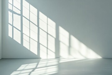 Fototapeta premium Abstract studio room with light and shadow from window background for product display presentation, ai