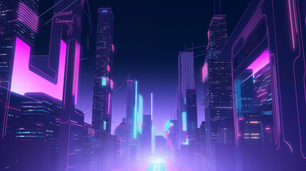 Futuristic Urban Cityscape with Neon and Cyberpunk Architecture