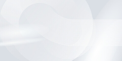 Abstract white glowing geometric lines on gray background. Modern shiny blue circle lines pattern. Futuristic technology concept. Suit for cover, poster, banner, brochure, header, website modern arts