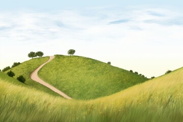 Obraz premium Meadow hill landscape grassland outdoors.