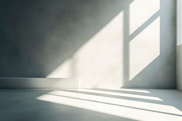 Obraz premium Abstract studio room with light and shadow from window background for product display presentation , ai