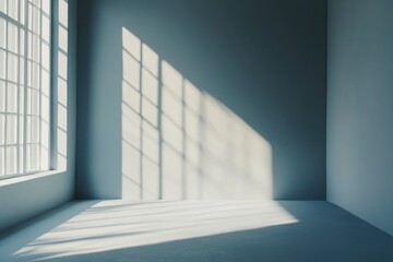 Obraz premium Abstract studio room with light and shadow from window background for product display presentation , ai