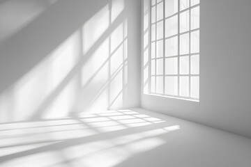 Obraz premium Abstract studio room with light and shadow from window background for product display presentation , ai