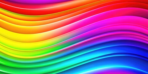 Fototapeta premium Smooth flowing rainbow gradient waves transitioning seamlessly between vibrant hues, Rainbow, Gradient, Waves, Transition