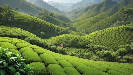 Tea plantation cutout, picturesque view
