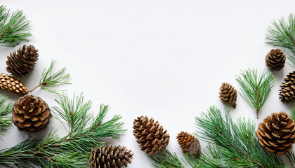 Fototapeta premium Natural Harmony: Pine Cones and Pine Needles on Forest Floor - Woodland Tranquility Background