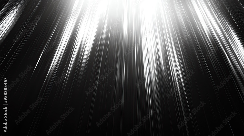 Poster abstract light rays illuminate a dark background, creating a dramatic and ethereal atmosphere perfec