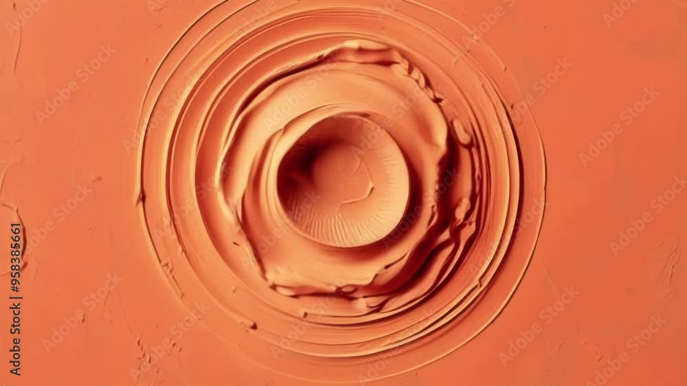 Poster clay strokes create a contrasting orange background with textural details