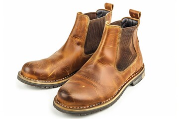 Leather Boots. Men's Brown Chelsea Shoes for Stylish Winter Fashion