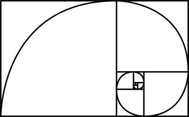 The golden ratio or the golden spiral symbol isolated on white background. Sacred geometry symbol concept.