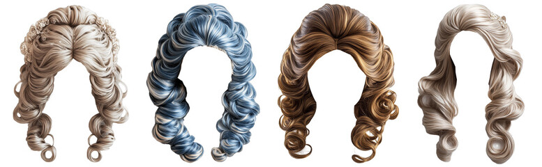 Copper braided wig with decorative floral elements vintage fashion style transparent background