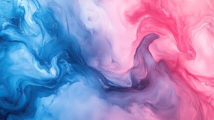 Obraz premium Beautiful abstract art showcasing a blend of pink and blue hues, creating a fluid and artistic background.