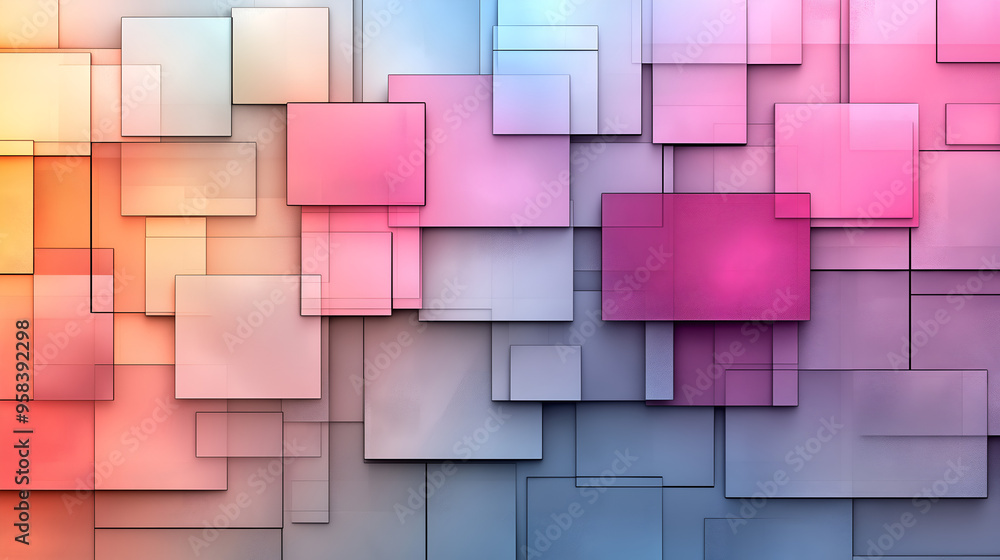 Aufkleber colorful abstract background featuring layered translucent rectangles in various shades blending tog