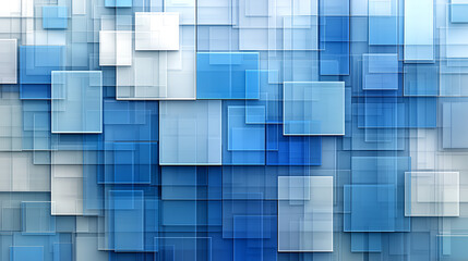 Abstract blue squares layered in various shades creating a visually striking composition