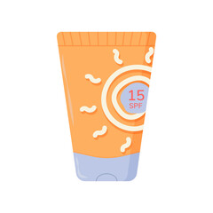 Sunscreen for the body in a vector on a white background. 