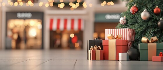 Festive scene with beautifully wrapped gifts under a Christmas tree, evoking holiday cheer and joyful celebrations.