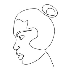 Woman profile female beauty concept. Line drawing vector illustration, Woman face line art drawing abstract line drawing beauty girl feminine face illustration