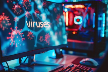 ai generative computer screen with word viruses
