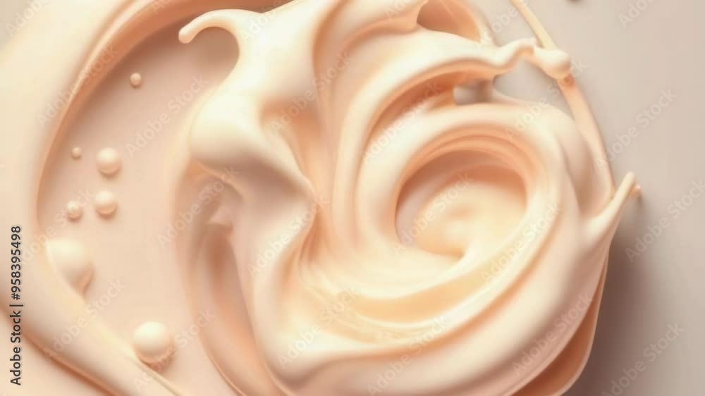 Poster liquid organic shapes, milk and coffee splashes in a dynamic abstract animation