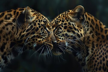 Fototapeta premium Leopards in Love: A Wild Tale of Animal Romance and Predator Affection
