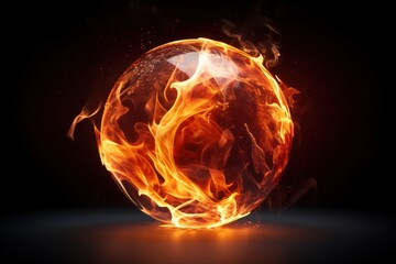 Fototapeta premium Glass orb fire burning sphere.