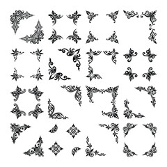 Elegant Silhouette Collection: Ornamental Corner Designs Set. A series set.