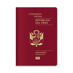 Peru Passport Cover with Gold Emblem and Text