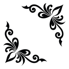 Fototapeta premium Elegant Silhouette Collection: Ornamental Corner Designs Set