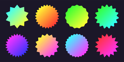 Brutalist geometric shapes, modern symbols. Colorful neon label, sticker, simple primitive star element and form. Retro design, trendy contemporary minimalist style, y2k. Vector illustration