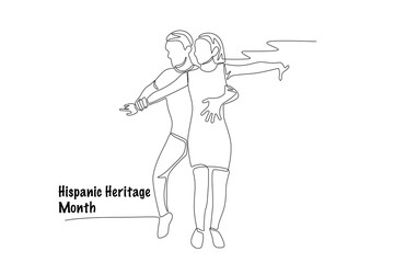 Hispanic heritage month concept one-line drawing