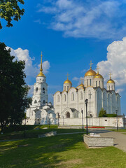 Dormition Cathedral (Assumption Cathedral) and Bell tower in Vladimir, Russia. Golden Ring of Russia. It is part of the UNESCO World Heritage Site entitled White Monuments of Vladimir and Suzdal.