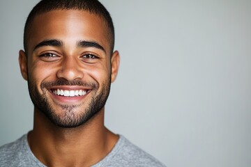 Obraz premium Smiling young man displaying joy and positivity