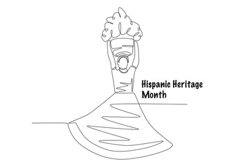 Hispanic heritage month concept one-line drawing