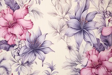 Vintage drawing of wild flower pattern sketch backgrounds plant.