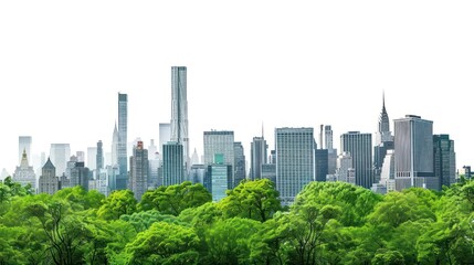 Obraz premium Urban skyline with lush greenery