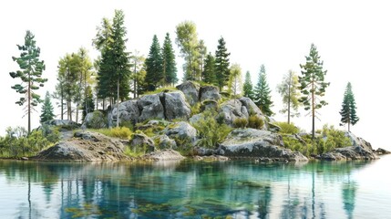 Serene island with lush greenery