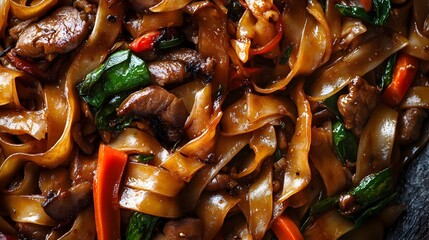 Flavorful Pad See Ew - Charred Rice Noodles in Savory Soy Sauce Stir-Fry with Vegetables