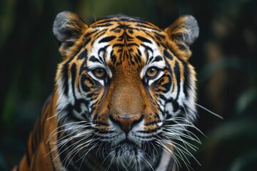 Fototapeta premium Majestic Bengal Tiger Walking Through Lush Green Jungle