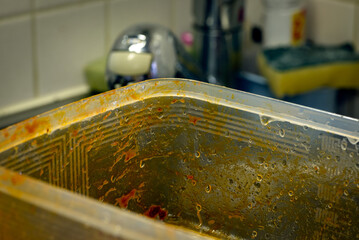 Food stains on a plastic food tub