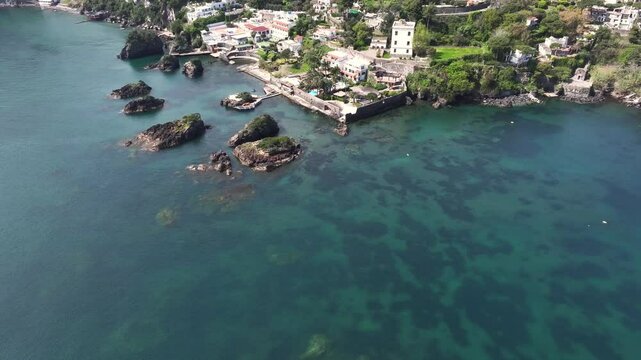 ischia island aerial view from the sea