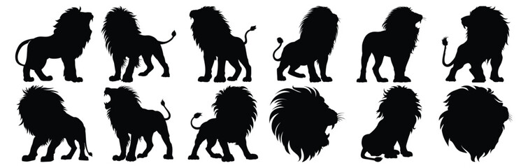 Lion silhouette set vector design big pack of animal illustration and icon © Catnip