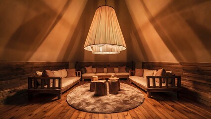 Room with wood floor and lamp on ceiling