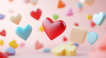 Obraz premium Floating Hearts on Blue Background - Love and Valentine’s Day Concept