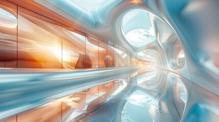 Obraz premium Futuristic Interior with Curved Walls and Skylights