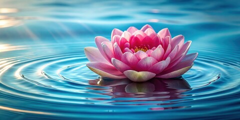 Pink flower floating gracefully in clear water, pink, flower, water, elegant, beauty, serene, nature, natural, delicate