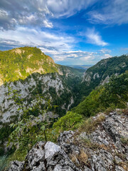 landscape with sky,  Oltet Gorges, Polovragi Village, Gorj, Romania 